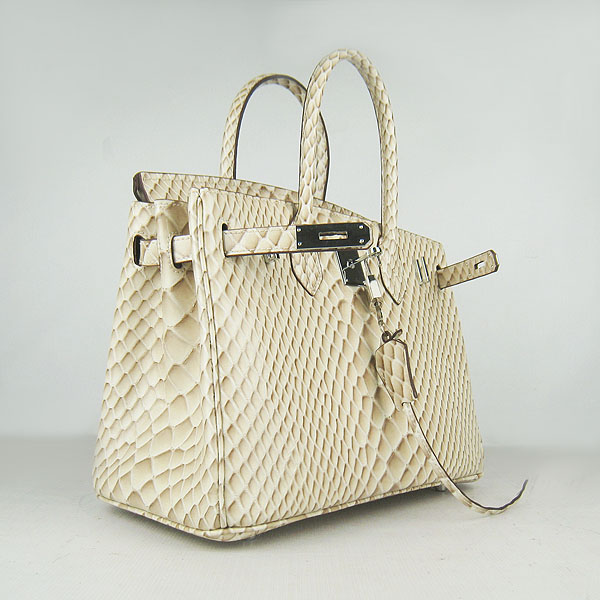 Replica Hermes Birkin 30CM Fish Veins Leather Bag Beige 6088 On Sale